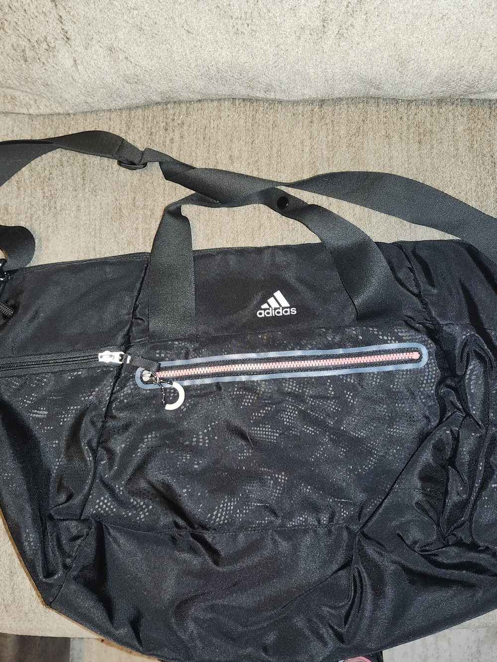 Adidas Black Duffle Bag with Pink-Trim Zip